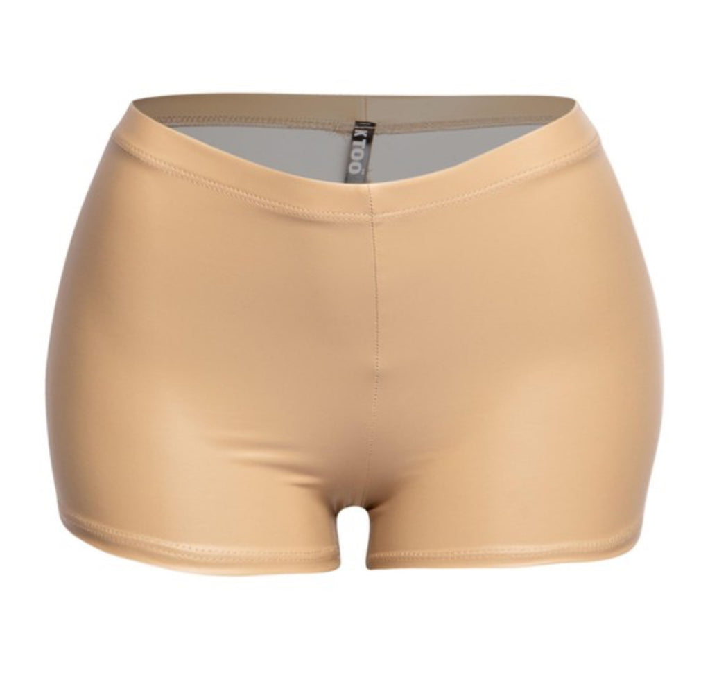 “Doll” Nude Leather Shorts