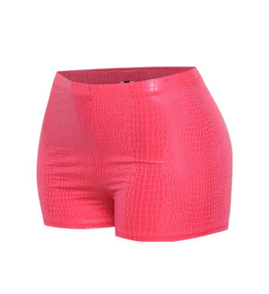 “Doll” Pink Leather Shorts